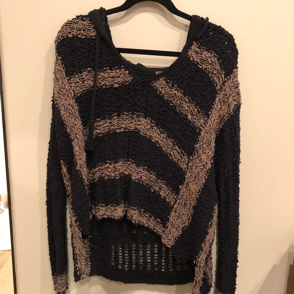 Free People Hooded Knit Sweater